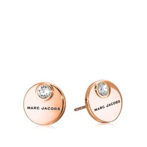 Marc Jacobs Coin Stud Crystal Rose Tone Earrings